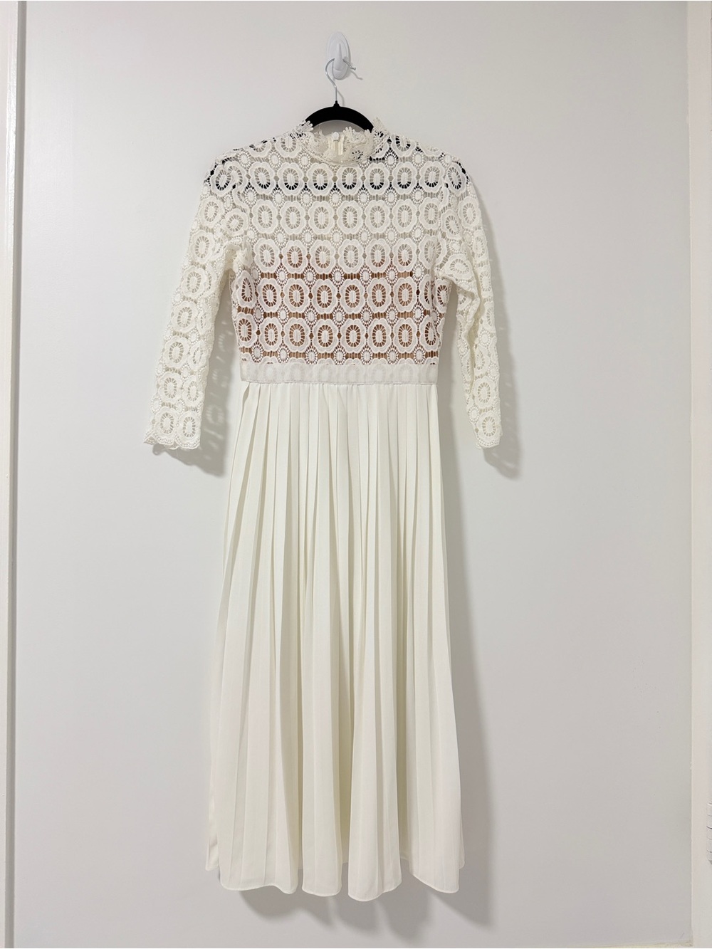 Little Mistress Ivory Crochet Bodice Midi Dress
